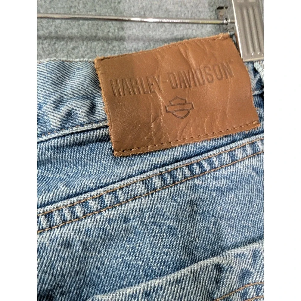 Harley-Davidson Straight Leg Jeans Men's 36x36 Light Wash Denim Biker